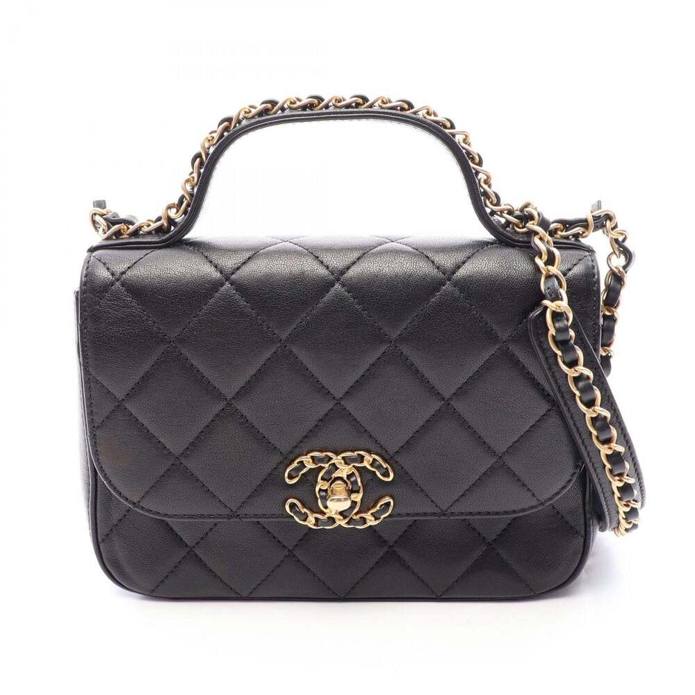 Chanel CHANEL19 Matelassé Top Handle 2-Way Shoulder Bag/Handbag, Lambskin Lea...